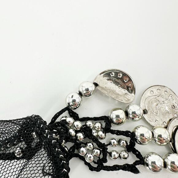 Belly Dancing Silver Embellished Costume Adjustable Tie Waist Belt One Size - Picture 7 of 8